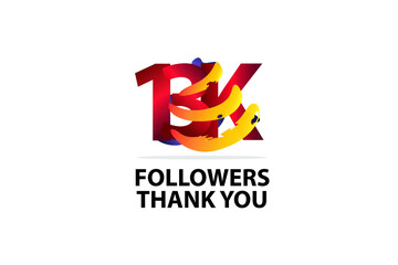 13k, 13.000 Followers Thank you logo Sign Ribbon Gold space Red and Blue, Yellow number vector illustration for social media, internet - vector