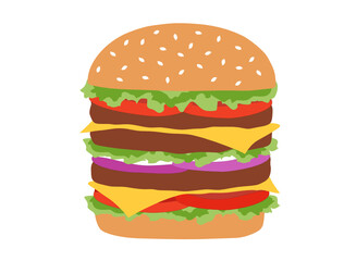 Big hamburger food isolated on white background. Fast food concept
