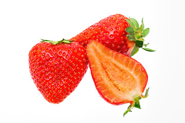 Strawberry isolated. Strawberry fruit isolated on a white background, no shadows, full focus, with clipping path
