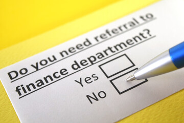 Fototapeta premium One person is answering question about finance department.