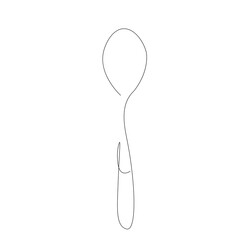 Spoon line drawing on white background vector illustration