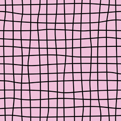 Vector doodle pattern in pink and black. Simple vertical and horizontal lines made into repeat. Great for background, wallpaper, wrapping paper, packaging, fashion.