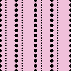 Vector doodle pattern in pink and black. Simple dotted lines made into repeat. Great for background, wallpaper, wrapping paper, packaging, fashion.