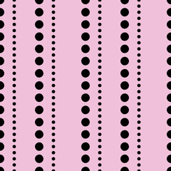 Vector doodle pattern in pink and black. Simple dotted lines made into repeat. Great for background, wallpaper, wrapping paper, packaging, fashion.