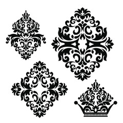Set of Oriental  damask patterns for greeting cards and wedding invitations.