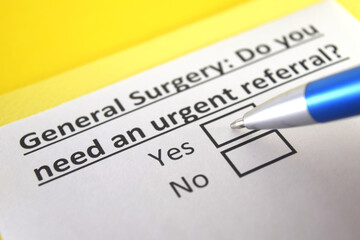Obraz premium One person is answering question about general surgery.