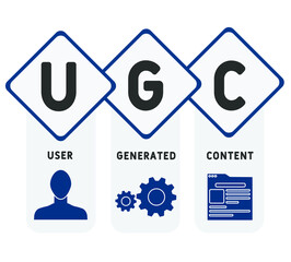 UGC. User-generated Content Vector Illustration Concept with Keywords and Icons