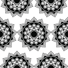 Beautiful Indian Traditional and Cultural Rangoli mandala design concept of floral art isolated on white background is in Seamless pattern