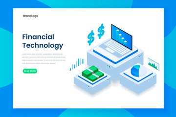 Flat color Modern Isometric financial technology concept Illustration. Illustration for websites, landing pages, mobile applications, posters and banners