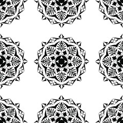 Beautiful Indian Traditional and Cultural Rangoli mandala design concept of floral art isolated on white background is in Seamless pattern