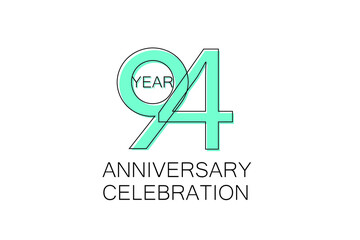 94 year Anniversary, Sleek and Clean Design, Inspired by Comic and Magazine Looks, Pastel Blue Color, Dedicated for invitation, greeting card - Vector