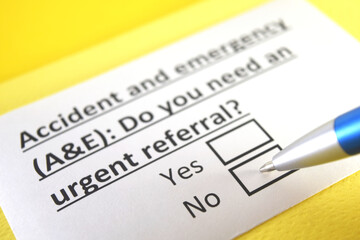 Fototapeta premium One person is answering question about accident and emergency referral.