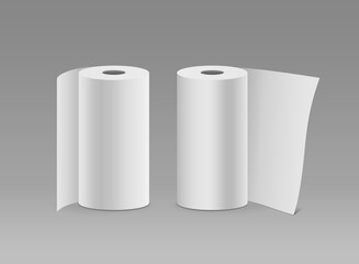 White paper roll long vertical design two roll ,on gray background, vector illustration