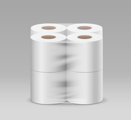 Plastic roll toilet paper one package eight roll, design on gray background, vector illustration