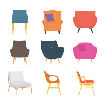 Easy Chairs Flat Icons 