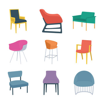 Types of Chairs Flat Icons 