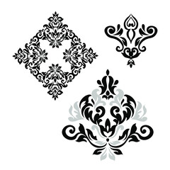 Vector illustration VINTAGE. ornamental floral elements for tattoo, design, cards and prints. Abstract floral vector illustration.
