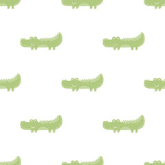 Cute seamless vector pattern with crocodiles