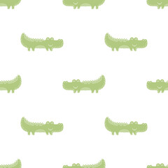 Cute seamless vector pattern with crocodiles