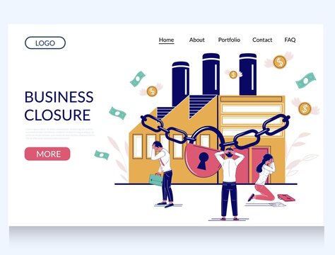 Business closure vector website landing page template