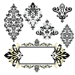 Vector illustration VINTAGE. ornamental floral elements for tattoo, design, cards and prints. Abstract floral vector illustration.