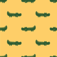 Cute seamless vector pattern with crocodiles