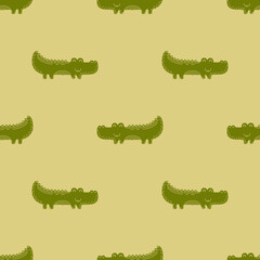 Cute seamless vector pattern with crocodiles