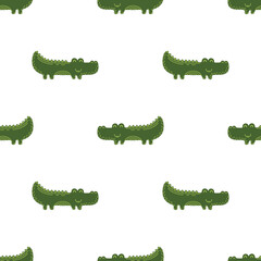 Cute seamless vector pattern with crocodiles