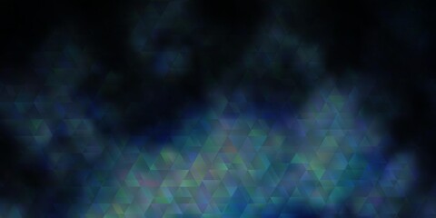 Dark BLUE vector background with lines, triangles.
