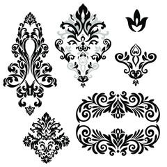 Vector illustration VINTAGE. ornamental floral elements for tattoo, design, cards and prints. Abstract floral vector illustration.