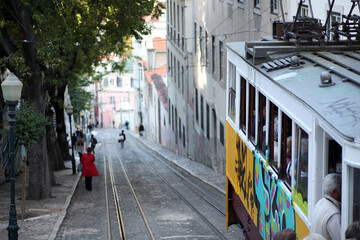 Tram in lisbon,Portugal 
The Bica Funicular 