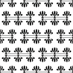 set of black and white floral silhouettes is in Seamless pattern