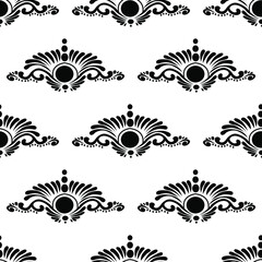 Indian alpona design concept of flowers, petals and spirals isolated on white background is in Seamless pattern