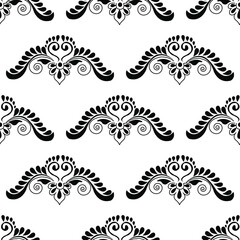 Indian Alpona design with lord footprints isolated on white background is in Seamless pattern 