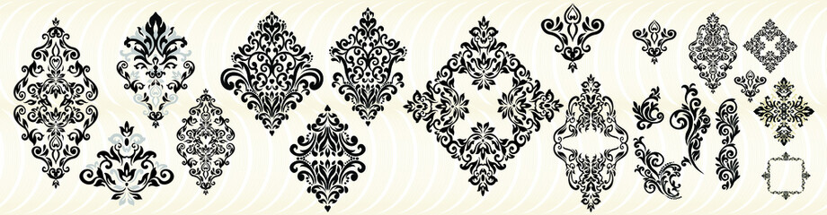 Vector illustration VINTAGE. ornamental floral elements for tattoo, design, cards and prints. Abstract floral vector illustration.