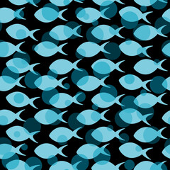 魚　シームレスパターン　青い魚D