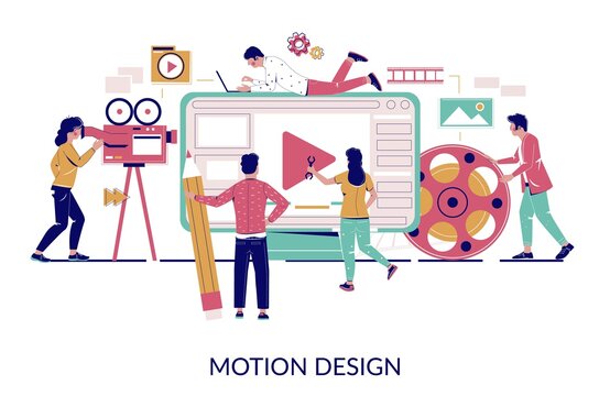 Motion graphic studio, vector flat style design illustration