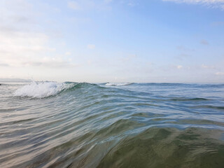 Transparent gentle waves of the Black sea. The scene from this morning. Anapa, Krasnodar region.