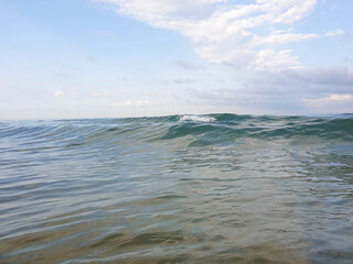 Transparent gentle waves of the Black sea. The scene from this morning. Anapa, Krasnodar region.