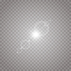 Vector transparent sunlight special lens flare light effect. Sun flash with rays and spotlight