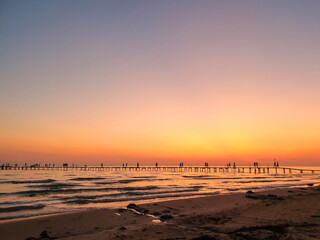 Naklejka premium Sea pier at sunset. Anapa, Dzhemete