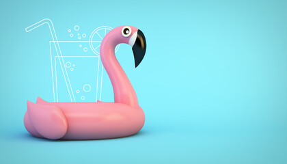 Pink inflatable flamingo