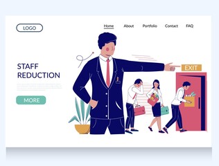 Staff reduction vector website landing page template