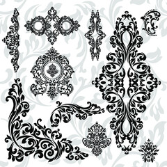 Vector illustration VINTAGE. ornamental floral elements for tattoo, design, cards and prints. Abstract floral vector illustration. © Mila star 