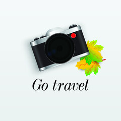 3D vector on the theme of travel , vacation, adventure. Preparing for your journey. Outfit of modern traveler Top view