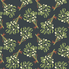 Mistletoe Seamless Pattern Vintage Style