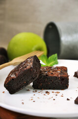 Homemade Fudgy Brownie on Plate