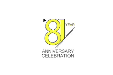 Obraz premium 81 year Anniversary comical look, simple line art, Sleek and Clean Design - Vector