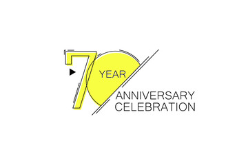 70 year Anniversary comical look, simple line art, Sleek and Clean Design - Vector
