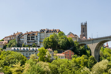 Fribourg, Freiburg, Kathedrale, St. Nikolaus, Brücke, Zähringerbrücke, Altstadt,...